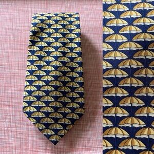 Harrods Blue and Yellow Umbrella Patterned Tie